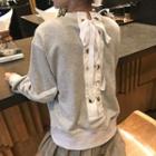 Cross Back Sweatshirt / Plaid Pleated Skirt