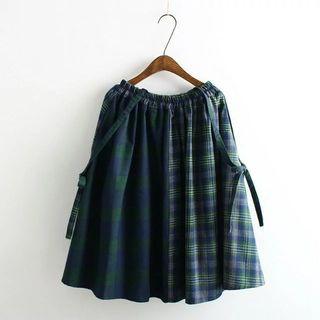 Plaid Panel A-line Skirt