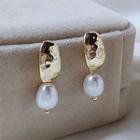 Alloy Faux Pearl Dangle Earring 1 Pair - B-333 - Gold - One Size
