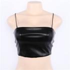 Faux-leather Cropped Camisole Top