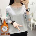 Long-sleeve Fleece-lined Printed T-shirt