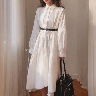 Lace-up A-line Dress White - One Size