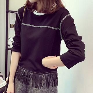 Fringed Long-sleeve Top