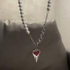 Faux Pearl Heart Stainless Steel Necklace