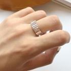 925 Sterling Silver Textured Open Ring K616 - Silver - One Size