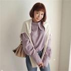 Puff-shoulder Puritan-collar Plaid Blouse