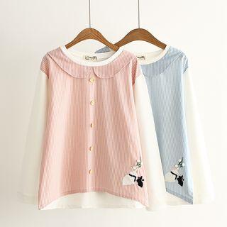 Embroidered Panel Long-sleeve Sweatshirt