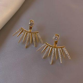 Rhinestone Fringed Alloy Swing Earring 1 Pair - Ndyz290 - Gold - One Size