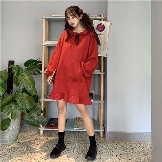 Puff-sleeve Sailor-collar Mini Dress