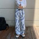 Tie-dye Baggy Jeans / Belt