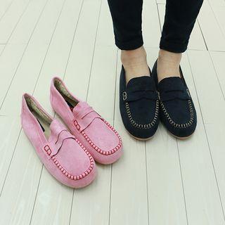 Faux Fur-lined Suede Loafers