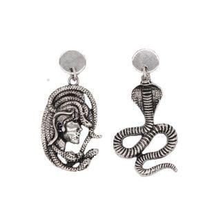 Asymmetrical Snake Drop Earring 1 Pair - Silver - One Size
