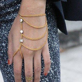 Rhinestone Loop-finger Bracelet