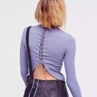 Sports Plain Lace Up Long-sleeve Top