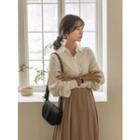 Accordion-pleat Long Surplice-wrap Skirt