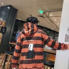 Striped Printed Hooded Pullover
