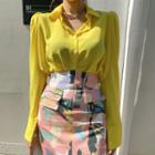Wide-cuff Puff-shoulder Shirt