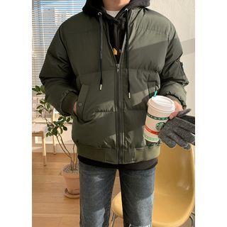 Crew-neck Zip-up Puffer Jacket