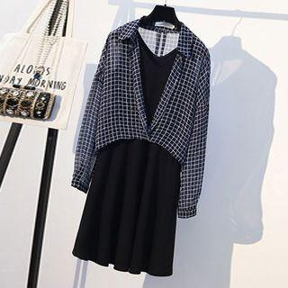 Set: Check Shirt + Tank Dress