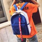 Lettering Strap Two Tone Nylon Backpack