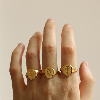 Embroidered Alloy Ring (various Designs)