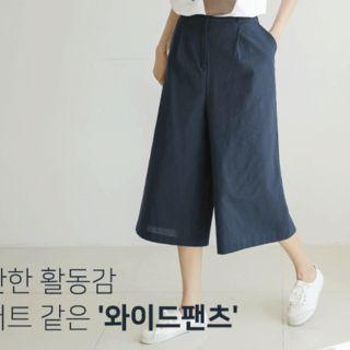 Band-waist Cropped Wide-leg Jeans