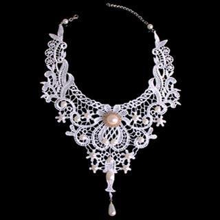 Lace Vintage Necklace  White - One Size