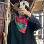 Print Scarf Red & Green & Purple - One Size