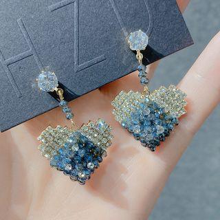 Heart Rhinestone Dangle Earring 1 Pair - Blue - One Size