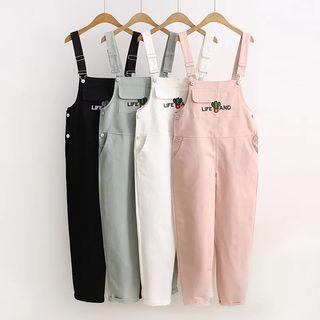 Plain Embroidery Jumper Pants