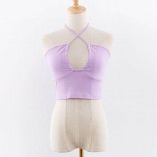 Cut-out Halter Sleeveless Cropped Top