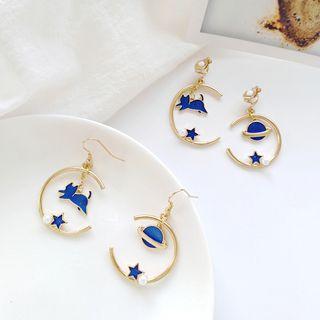 Non-matching Cat Planet Hoop Earring