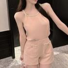 Contrast Trim Cropped Camisole Top / Wide Leg Shorts