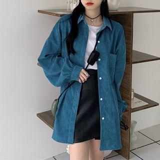 Shirt / Faux Leather A-line Skirt