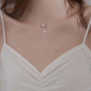 Planet Pendant Sterling Silver Necklace Silver - One Size