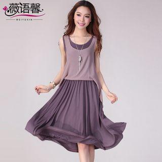 Mock Two Piece Midi Tank Dress