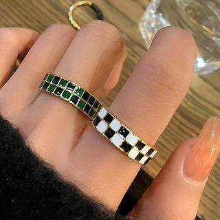 Set: Checker Alloy Ring + Plain Glaze Open Ring