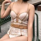 Belted Cut-out Lace Swimsuit