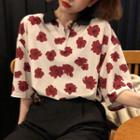 Floral Print Polo Shirt As Shown In Figure - One Size