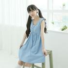 Sleeveless Denim Mini Dress Blue - One Size