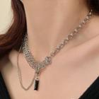 Faux Crystal Pendant Alloy Necklace Silver - One Size