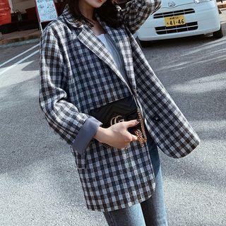 Gingham Single-breasted Blazer