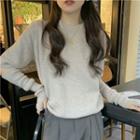 Knitted Crew-neck Sweater & Fingerless Gloves