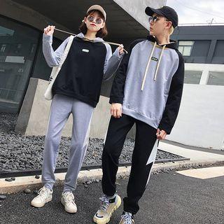 Couple Matching Color Block Hoodie / Printed Sweatpants