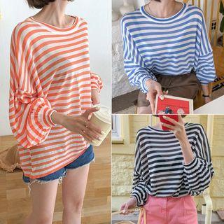 Loose-fit Stripe Sheer Knit Pullover