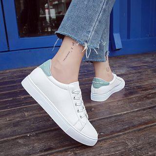 Color Panel Faux Leather Sneakers