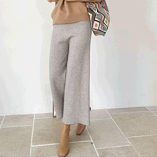 Herringbone Knit Pants Gray - One Size
