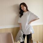 Basic Elbow-sleeve Dip-back T-shirt