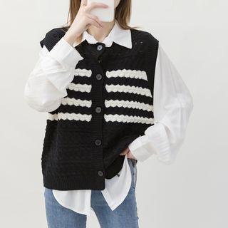 Striped Button Knit Vest