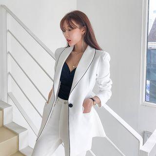 Shawl-collar Contrast-piping Jacket